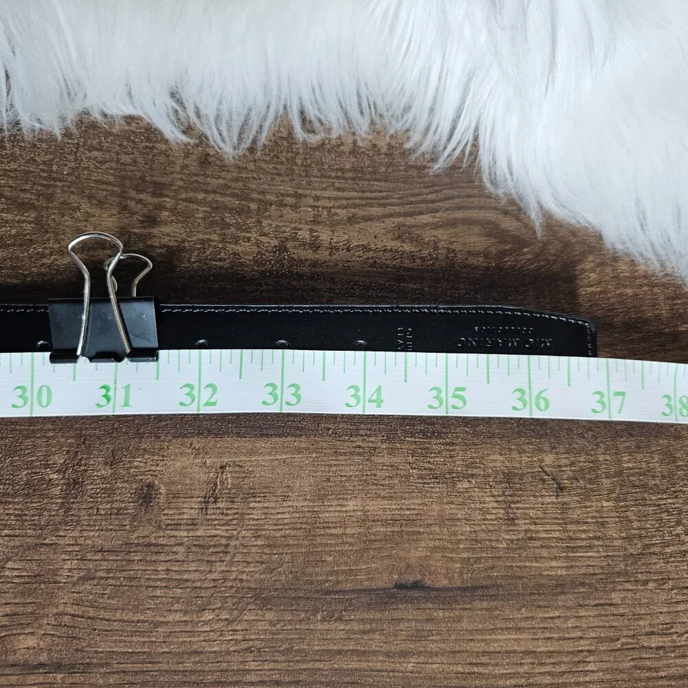 Mio Marino Genuine Leather Black Classic Belt 32” Unisex Gunmetal 1-Prong Buckle